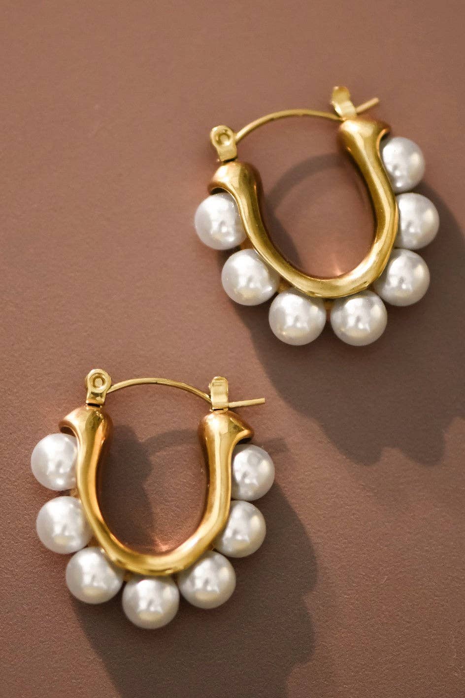 18K Gold Plated Waterproof Stainless Steel Hoop Earrings - 7019: S0OX3T7019