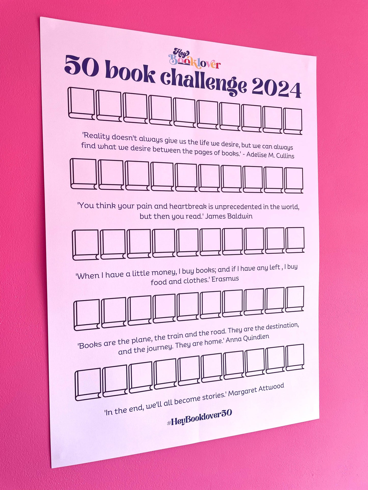 2024 50 Book Challenge Poster: A4