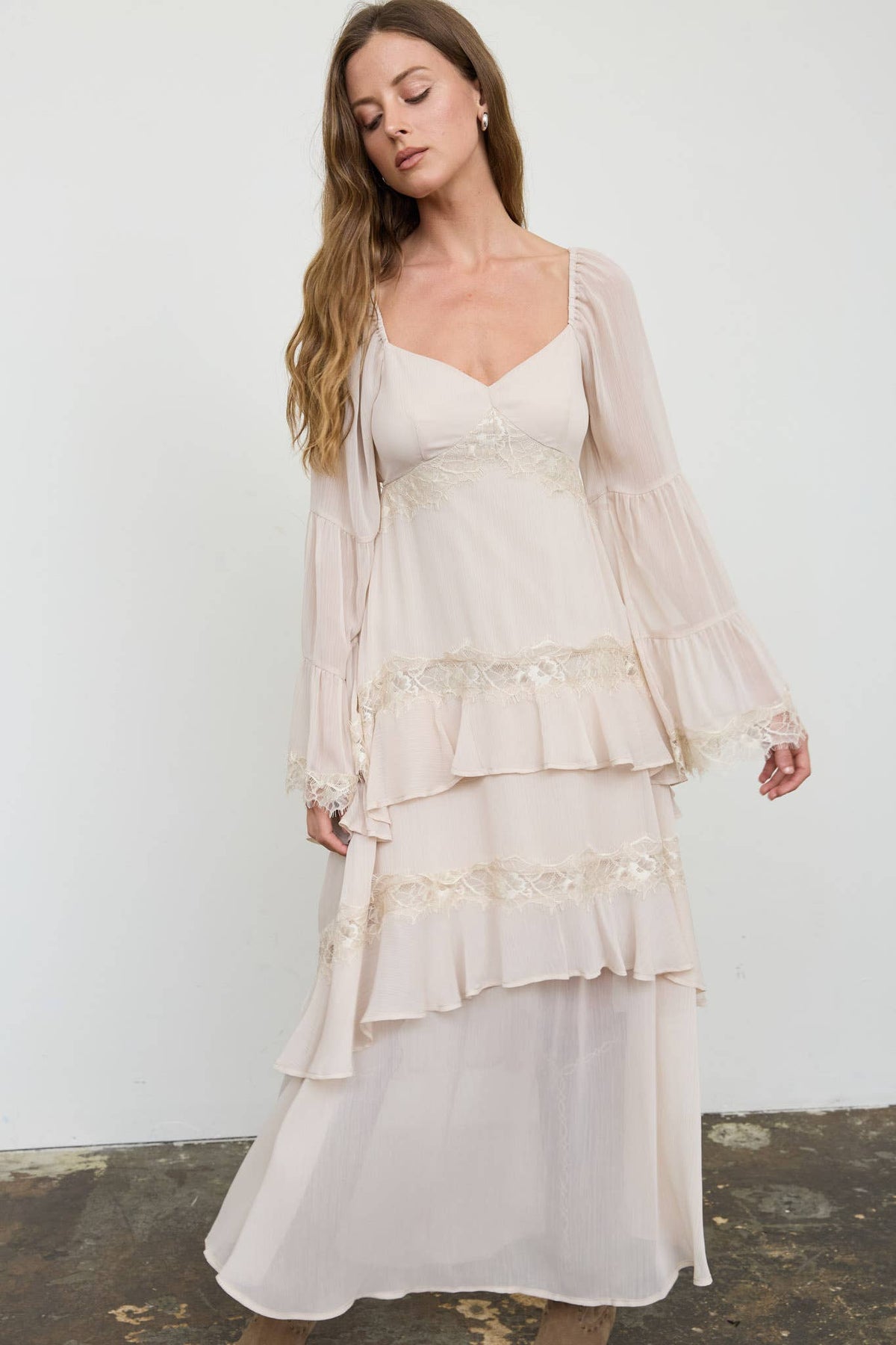 Ruffle and Lace Tiered Dress