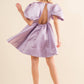 22541D - Solid Woven Balloon Puff Mini Dress: LAVENDER / S