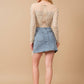 Embellished Denim Mini Skirt