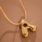 18K Gold Plated Waterproof Stainless Steel Initial Necklace - 0147: L