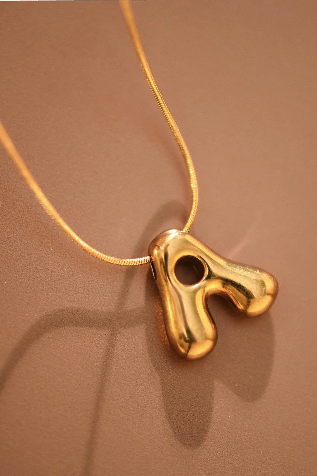 18K Gold Plated Waterproof Stainless Steel Initial Necklace - 0147: L