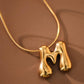 18K Gold Plated Waterproof Stainless Steel Initial Necklace - 0147: L