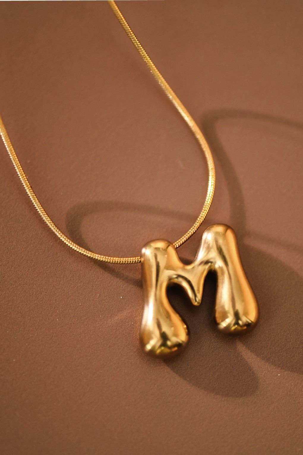 18K Gold Plated Waterproof Stainless Steel Initial Necklace - 0147: L