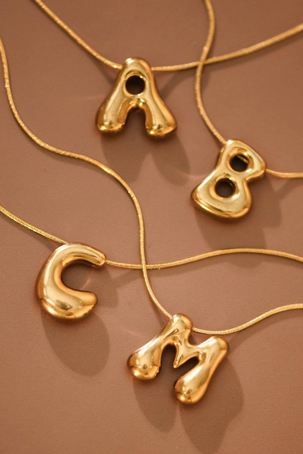 18K Gold Plated Waterproof Stainless Steel Initial Necklace - 0147: L
