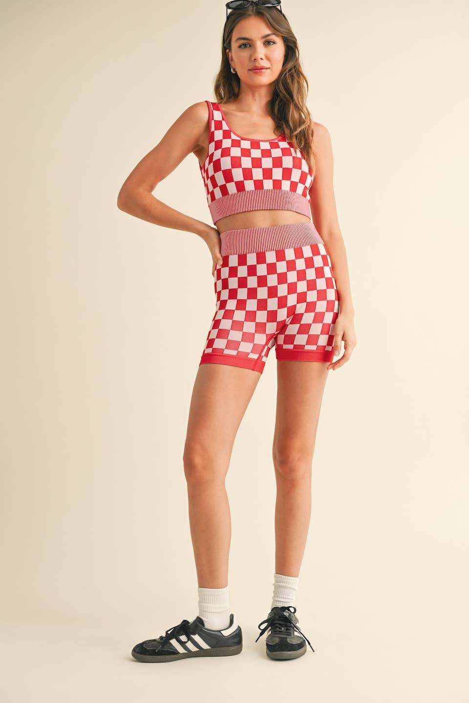 Check Cropped Two Piece Set