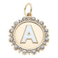Rhinestone Letter Disc Charm in Shiny Gold: L