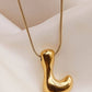 18K Gold Plated Waterproof Stainless Steel Initial Necklace - 0147: L