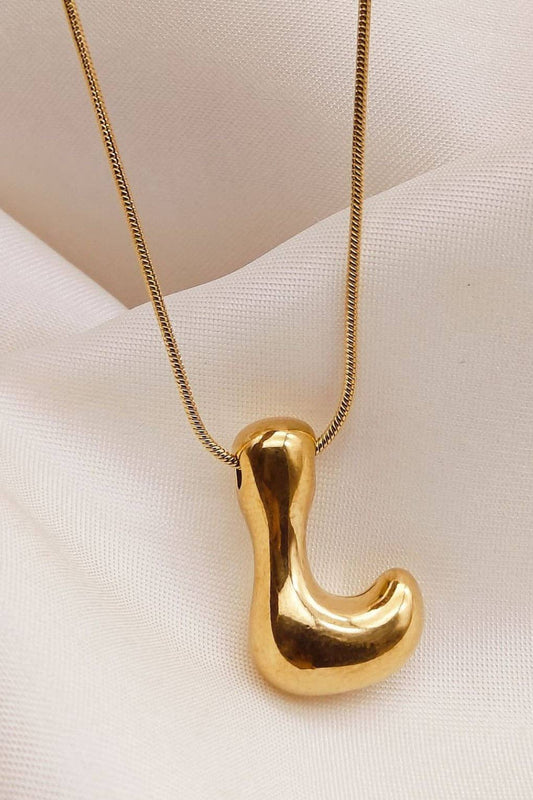 18K Gold Plated Waterproof Stainless Steel Initial Necklace - 0147: L