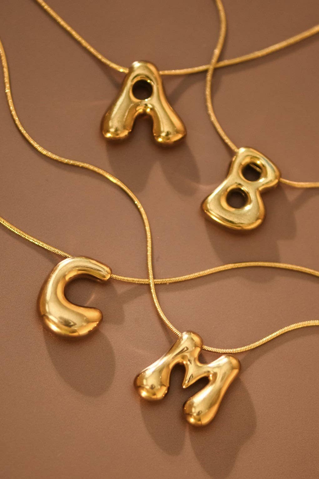 18K Gold Plated Waterproof Stainless Steel Initial Necklace - 0147: L