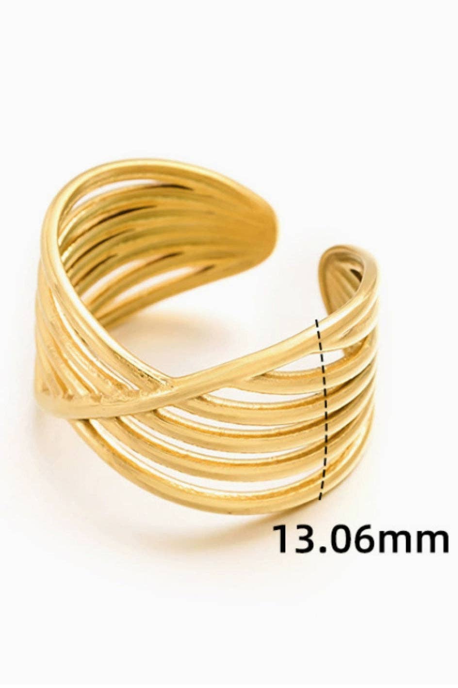 18K Gold Plated Waterproof Stainless Steel Ring - 7941: S0OX3T7941