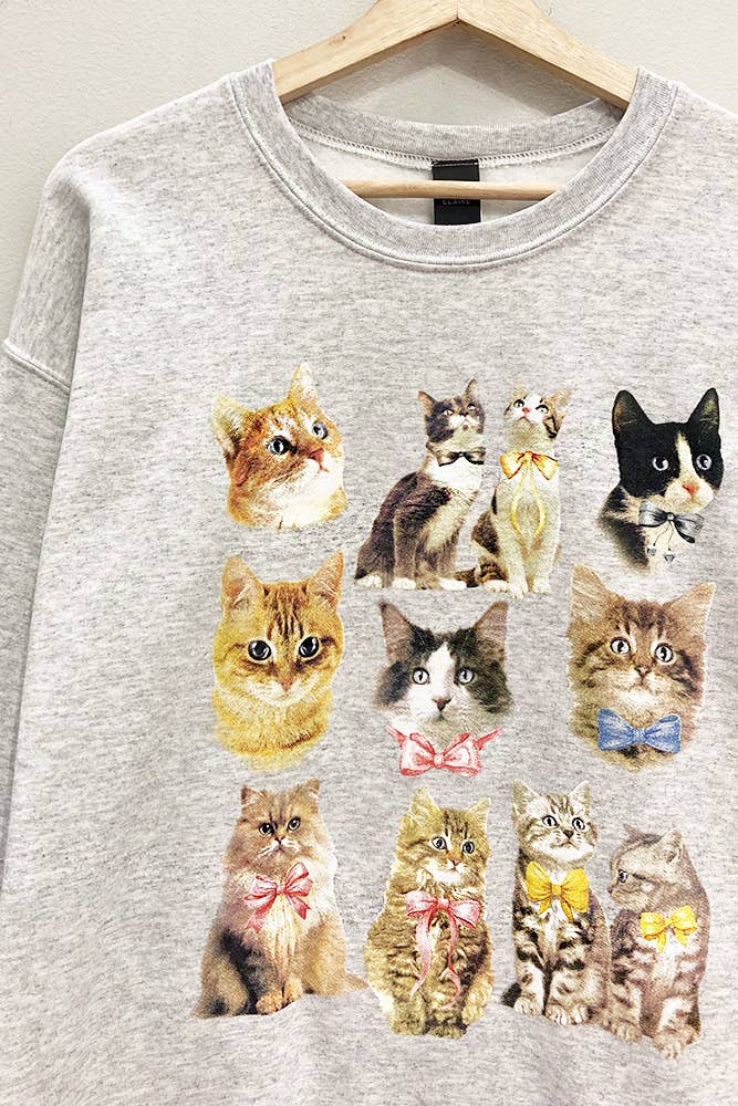 Kitties Oversized Graphic Sweatshirt