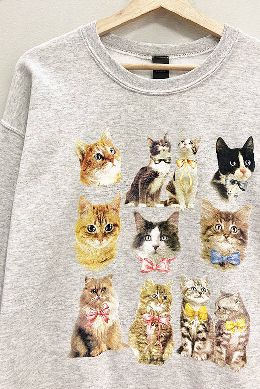 Kitties Oversized Graphic Sweatshirt