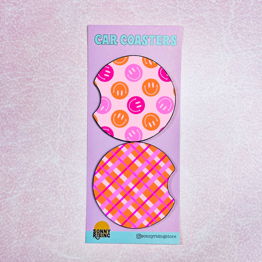 Car Coasters - Pink and Orange