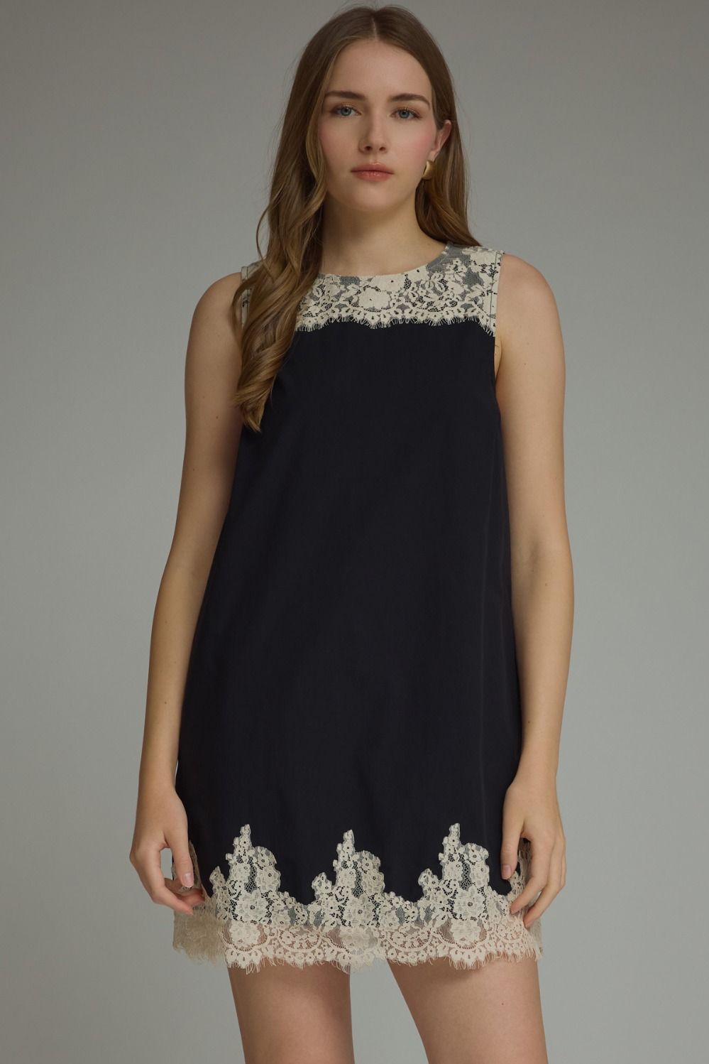 Lace Trim Mini Dress