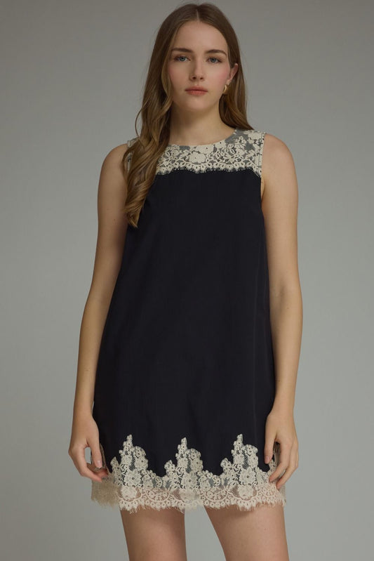Lace Trim Mini Dress