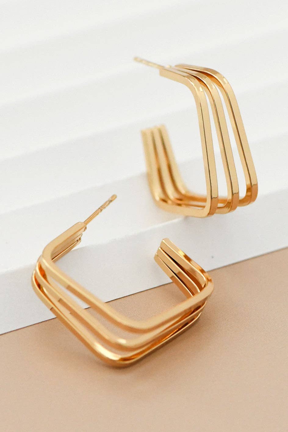 18K Gold Plated Waterproof Stainless Steel Hoop Earrings - 7101: S0OX3T7101
