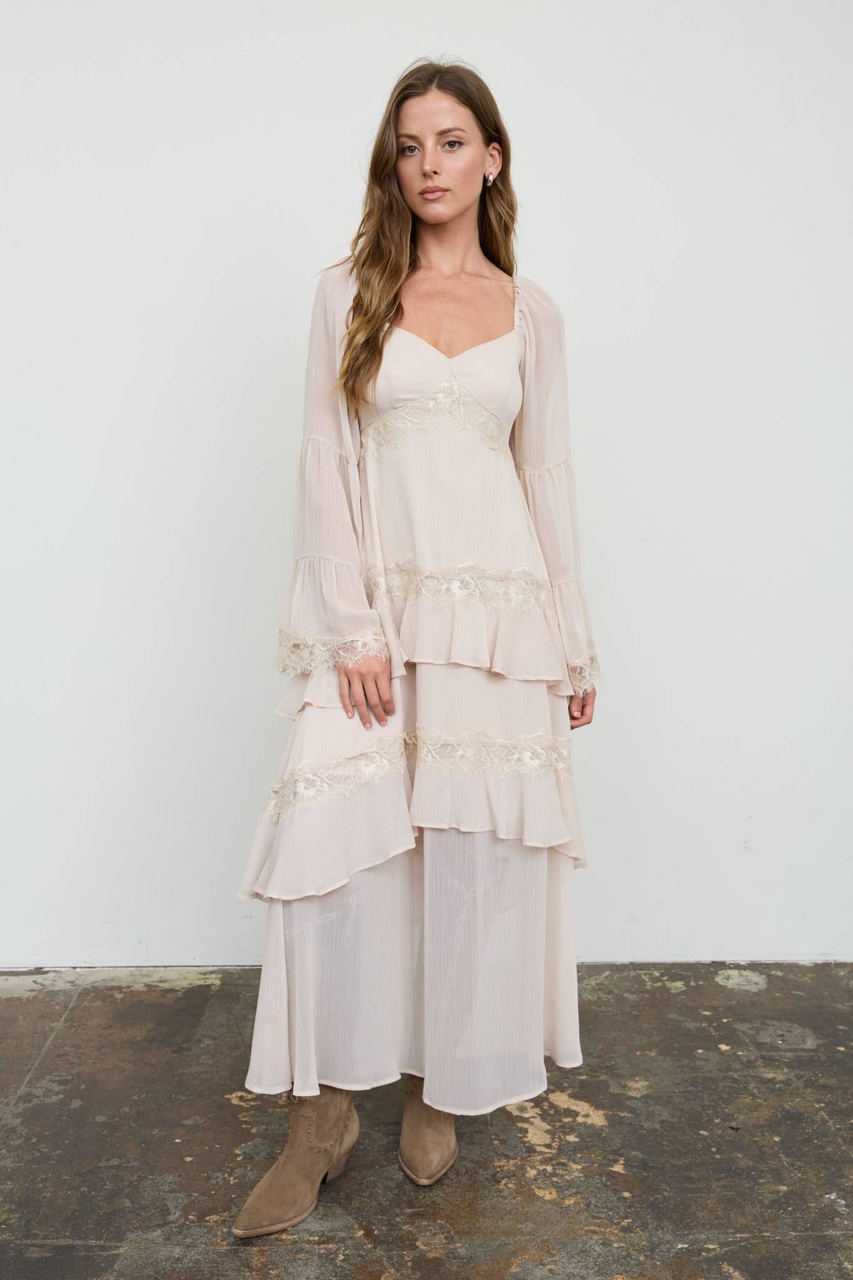 Ruffle and Lace Tiered Dress