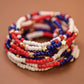 Patriotic Americana Red White Blue Seed Bead Bracelet Set – 8070: S0OX3T8070