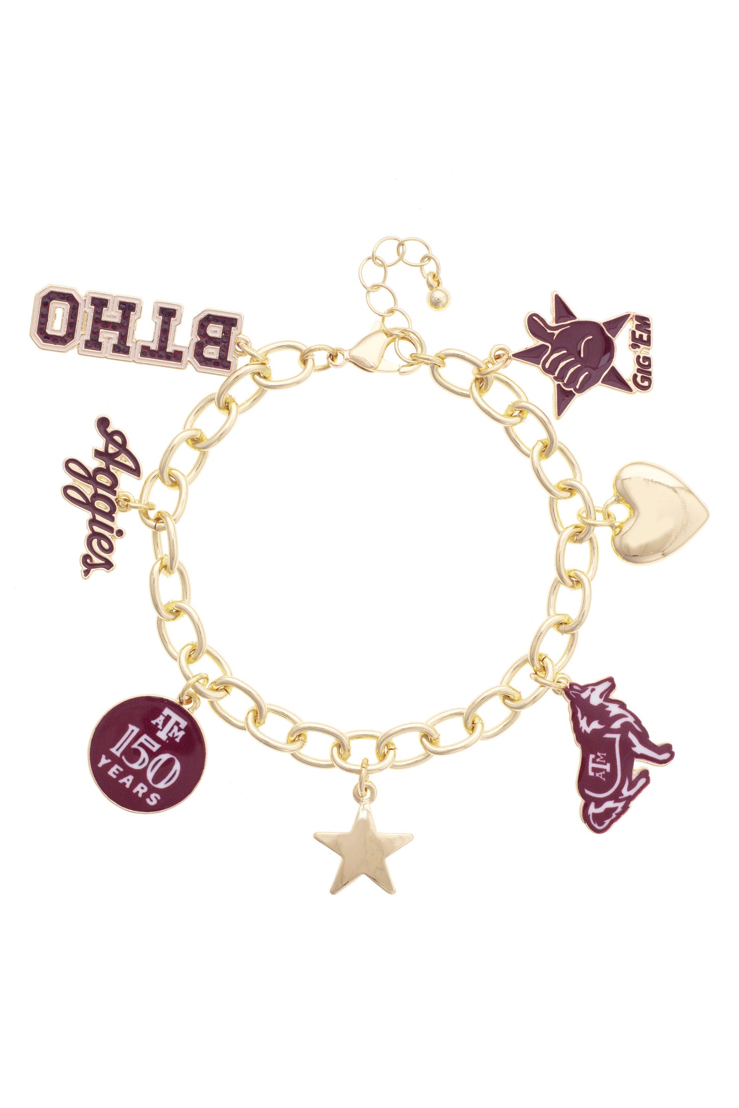 Texas A&M Aggies 150th Anniversary Enamel Charm Bracelet