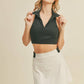 Black Collared Cropped Athletic Tank