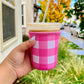 Pink Gingham Iced Coffee Sleeve: Large (22-24oz)