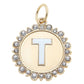 Rhinestone Letter Disc Charm in Shiny Gold: L
