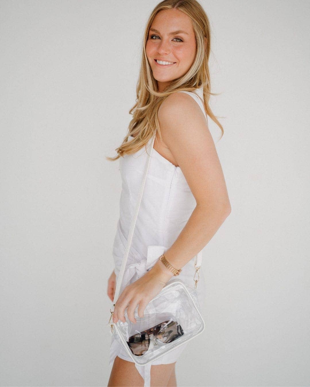 Bridget Clear Stadium Purse White
