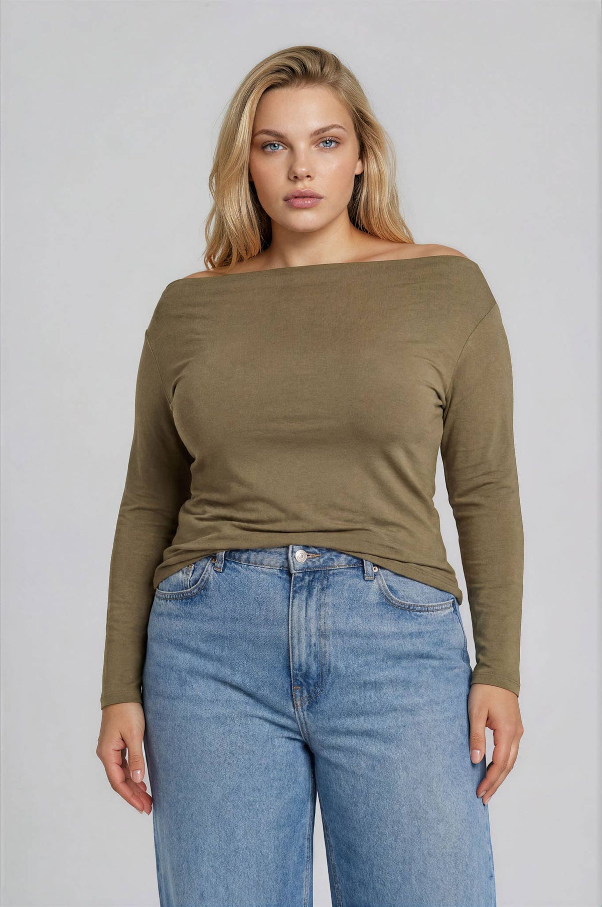 Boat Neck Knit Top (Plus)