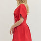 Red Pleated Waist Dress