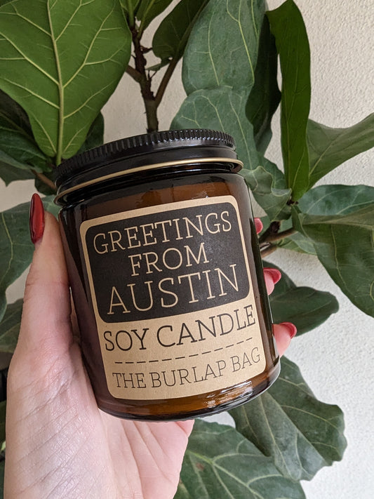 Greetings From Austin Candle