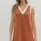 V Neck Burnt Orange Dress