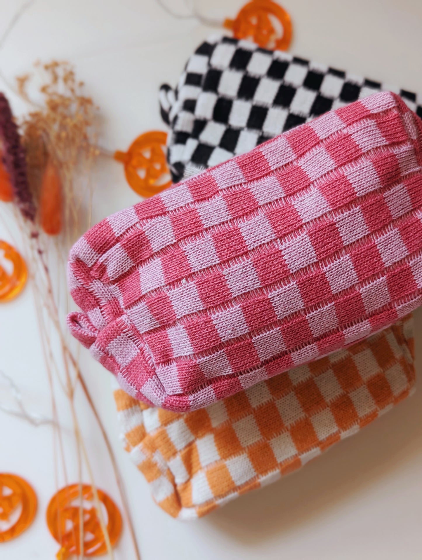 Checkered Makeup Pouch