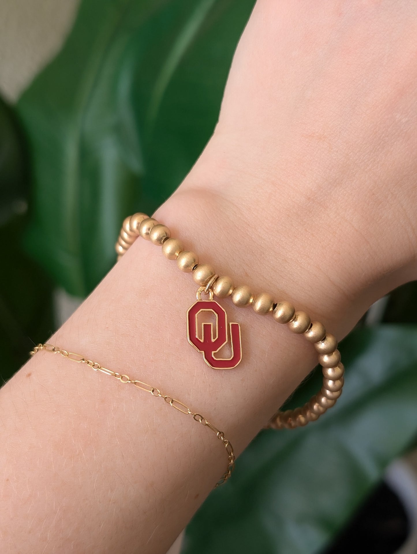 Oklahoma Sooners Beaded Bracelet