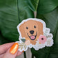 Golden Retriever Floral Sticker