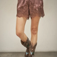Satin Lace Shorts - Brown