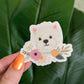 White Terrier Floral Sticker