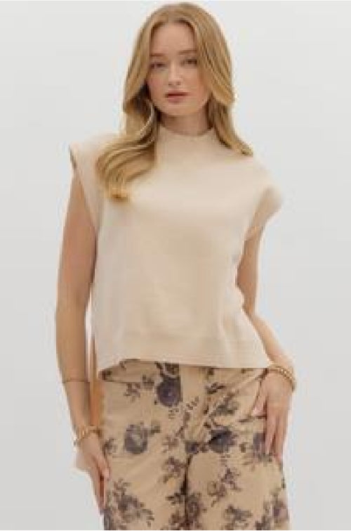 Mock Neck Sweater Top Black
