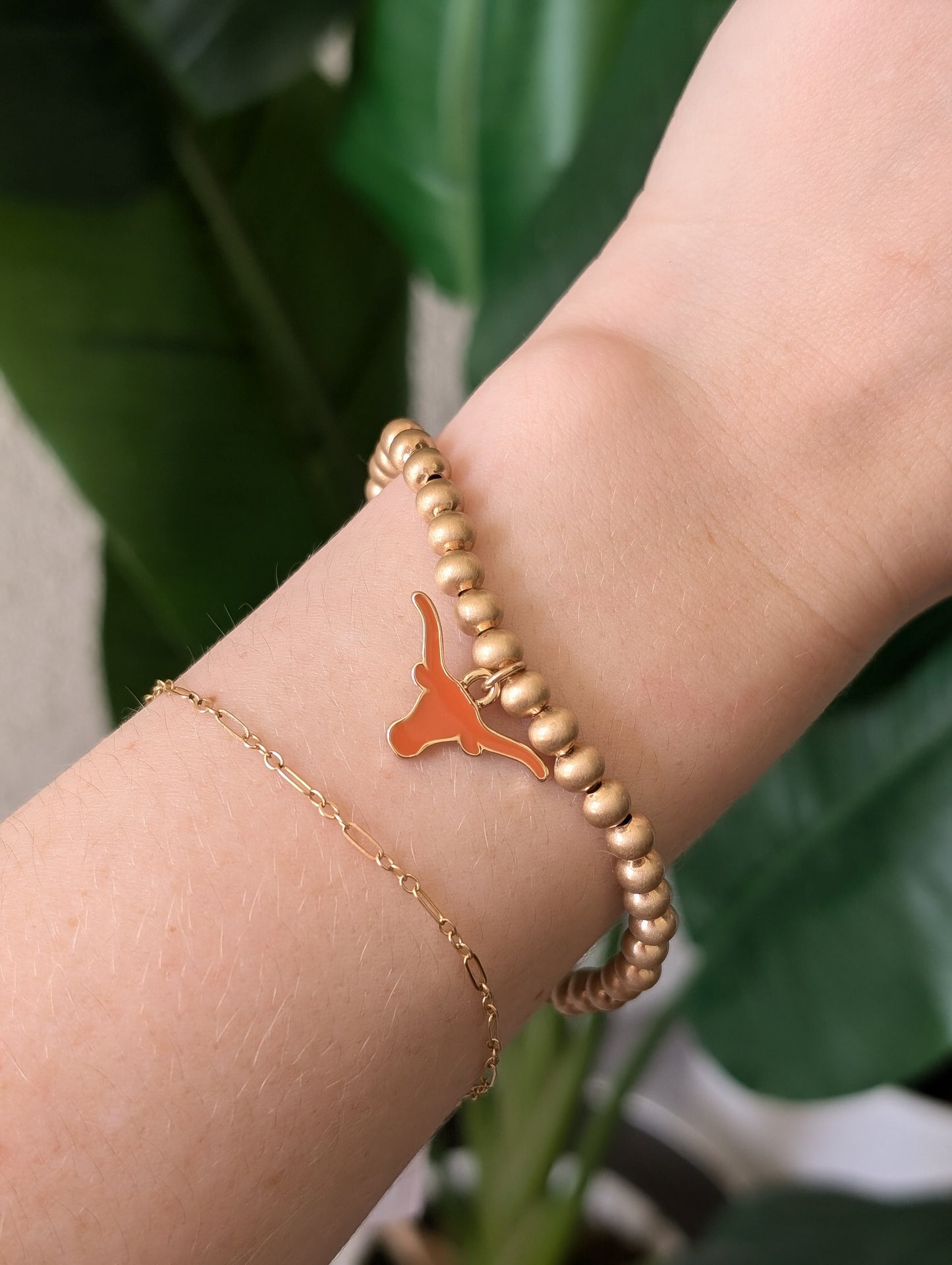 Texas Longhorns Beaded Bracelet