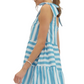 Blue Striped Bow Sleeve Dress