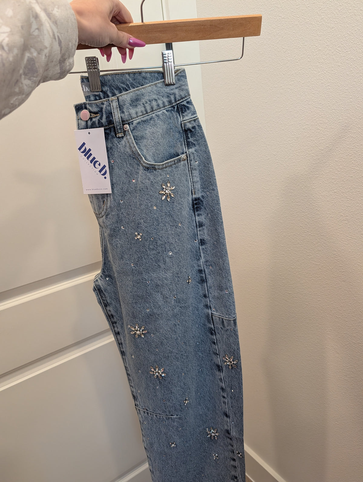 Rhinestone Barrel Jeans