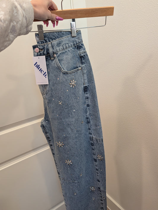 Rhinestone Barrel Jeans