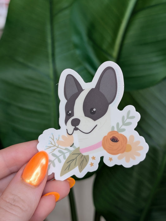 French Bulldog Floral Sticker