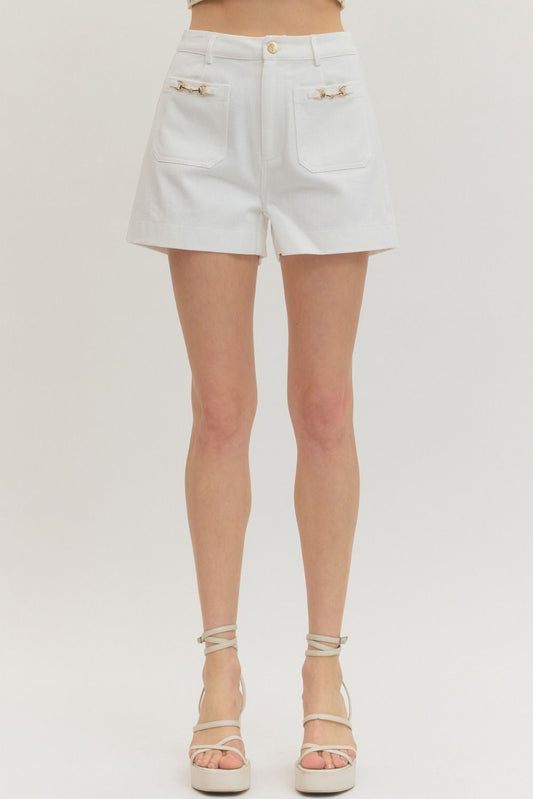 White High-waisted Shorts