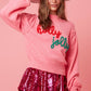 Holly Jolly Pink Embroidery Sweater
